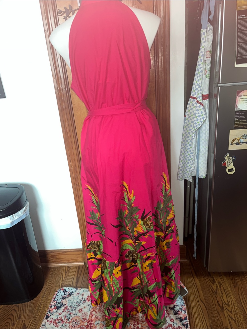 BeaYou NYC and Dress Well!! Pink Maxi with floral ruffle hem boarder.Ruffle at n - Picture 3 of 7